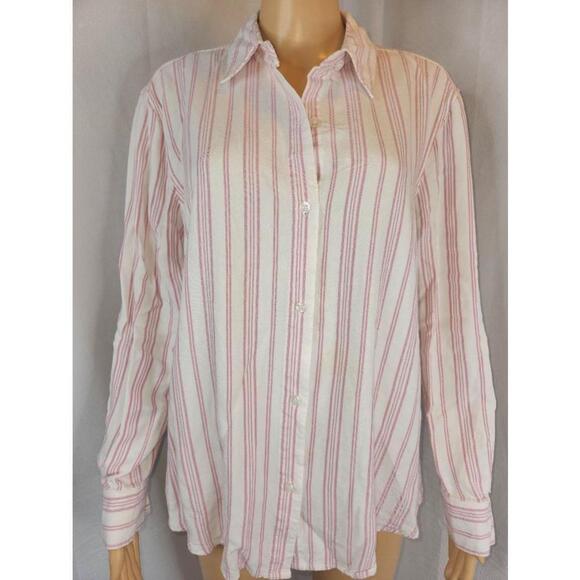Tahari | stripped shirt | Pink and white | Large - Picture 8 of 9